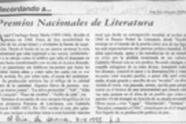 Premios Nacionales de Literatura  [artículo] Ana Iris Alvarez Núñez.