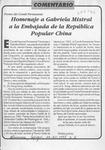 Homenaje a Gabriela Mistral a la Embajada de la República Popular Chian  [artículo].