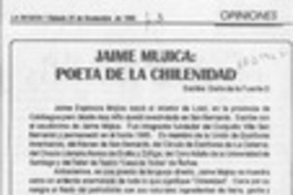 Jaime Mujica, poeta de la chilenidad  [artículo] Darío de la Fuente.