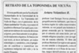 Retrato de la toponimia de Vicuña  [artículo] Arturo Volantines R.