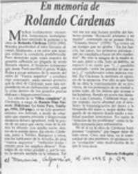 En memoria de Rolando Cárdenas  [artículo] Marcelo Pellegrini.