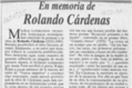 En memoria de Rolando Cárdenas  [artículo] Marcelo Pellegrini.