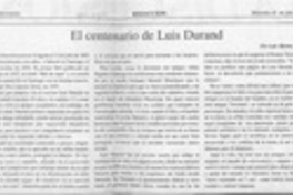 El centenario de Luis Durand  [artículo] Luis Merino Reyes.