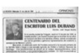 Centenario del escritor Luis Durand  [artículo] José Vargas Badilla.