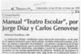 Manual "Teatro escolar", por Jorge Díaz y Carlos Genovese  [artículo].