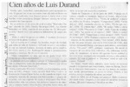 Cien años de Luis Durand  [artículo] Personne.