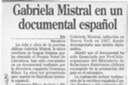 Gabriela Mistral en un documental español  [artículo].