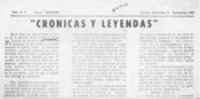 "Crónicas y leyendas"  [artículo] Carmen Avila G.