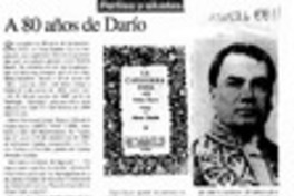 A 80 años de Darío  [artículo] Rodolfo Garcés Guzmán.