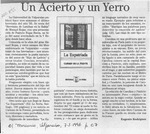 Un acierto y un yerro  [artículo] Eugenio Rodríguez.