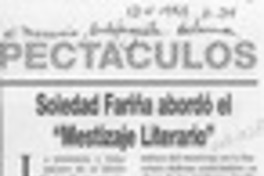 Soledad Fariña abordó el "Mestizaje literario"  [artículo].