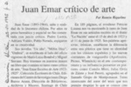Juan Emar crítico de arte  [artículo] Ramón Riquelme.