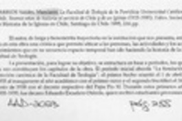 La Facultad de Teología de la Pontificia Universidad Católica de Chile  [artículo] Antonio Rehbein Pesce.