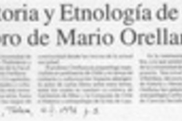 Prehistoria y etnología de Chile en libro de Mario Orellana  [artículo].