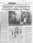 "Zapatistas", un testimonio de hechos vividos en Chiapas  [artículo] R. V.