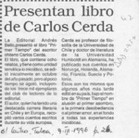 Presentan libro de Carlos Cerda  [artículo].