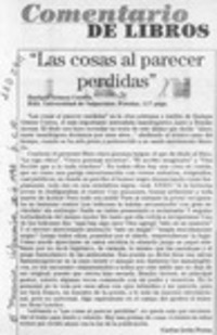 "Las cosas al parecer perdidas"  [artículo] Carlos León Pezoa.