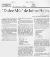 "Dulce mía" de Jaime Hales  [artículo] Gabriel Rodríguez B.