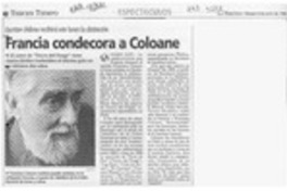 Francia condecora a Coloane  [artículo].