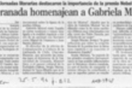 En Granada homenajean a Gabriela Mistral  [artículo].