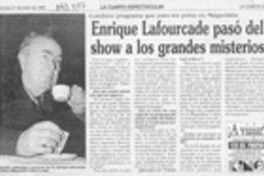 Enrique Lafourcade pasó del show a los grandes misterios  [artículo].