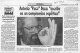 Antonio "Paco" Deza, "Escribir es un compromiso espiritual"  [artículo].