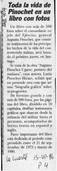 Toda la vida de Pinochet en un libro con fotos  [artículo].