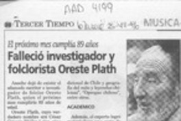Falleció investigador y folclorista Oreste Plath  [artículo].