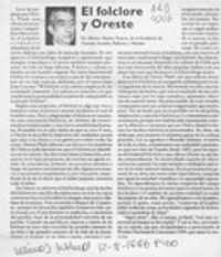 El folclore y Oreste  [artículo] Marino Pizarro Pizarro.