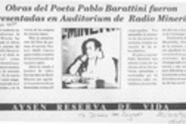 Obras del poeta Pablo Barattini fueron presentadas en Auditorium de Radio Minería  [artículo].