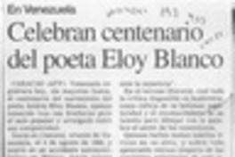 Celebran centenario del poeta Eloy Blanco