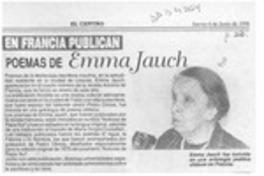 En Francia publican poemas de Emma Jauch  [artículo].