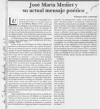 José María Memet y su actual mensaje poético  [artículo] Wellington Rojas Valdebenito.