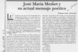 José María Memet y su actual mensaje poético  [artículo] Wellington Rojas Valdebenito.
