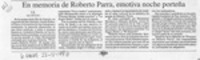 En memoria de Roberto Parra, emotiva noche porteña  [artículo] C. R.