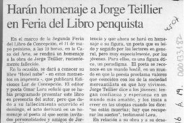 Harán homenaje a Jorge Teillier en Feria del Libro penquista  [artículo].