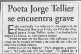 Poeta Jorge Teillier se encuentra grave  [artículo].