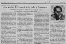 "Los medios de comunicación todo lo basurean"  [artículo] Jorge Abasolo Aravena.