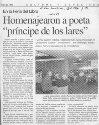 Homenajearon a poeta "príncipe de los lares"  [artículo].