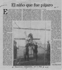 El niño que fue pájaro  [artículo] Víctor Rojas Farías.