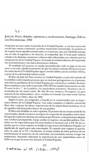 Rebeldes, reformistas y revolucionarios  [artículo] Luis Moulián Emparanza.