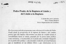 Pedro Prado, de la ruptura al límite y del límite a la ruptura  [artículo] Irma Césped Benítez [y] Carmen Balart Carmona.