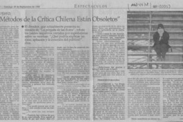 "Los métodos de la crítica chilena están obsoletos"  [artículo] Claudia Cifuentes.