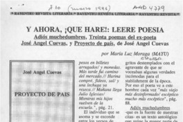 Y ahora, qué haré! leeré poesía  [artículo] María Luz Moraga (MAYU)