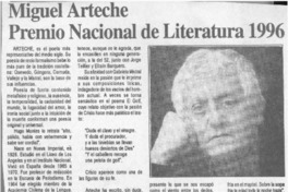 Miguel Arteche Premio Nacional de Literatura 1996  [artículo] Enrique Villablanca.
