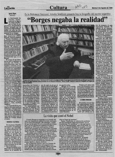 Borges negaba la realidad  [artículo] Ignacio Iñíguez.