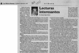 Lecturas interesantes  [artículo] Antonio Rojas Gómez.