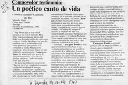Un poético canto de vida  [artículo] Eduardo Guerrero del Río.