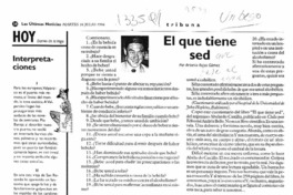 El que tiene sed  [artículo] Antonio Rojas Gómez.