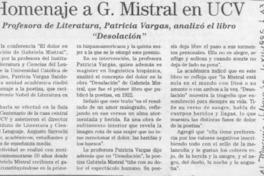 Homenaje a G. Mistral en UCV  [artículo].